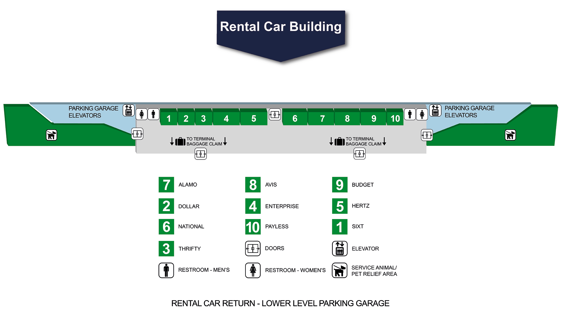 Southwest Florida International Airport Rental Car Building Map and Index